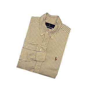Ralph Lauren Plaid Button Down Shirt Classic Fit Long Sleeve Yellow Men's Size M